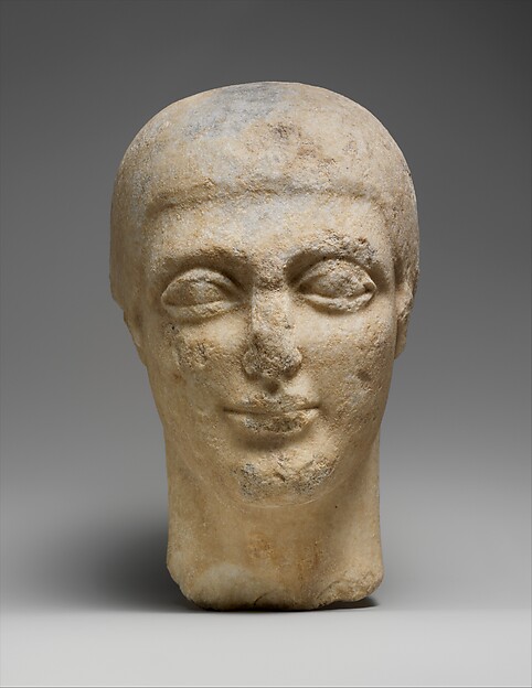 Marble head of a youth, circa 490 BCE